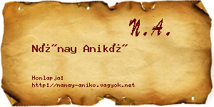 Nánay Anikó névjegykártya